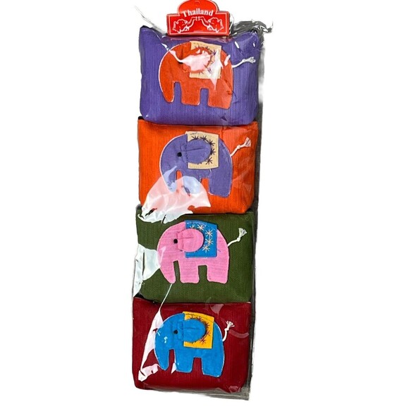 Lot 4 Coin Purse Make Up Mini‎ Bag Zipper Pouch Small Travel Case Gifts Elephant - Picture 1 of 4